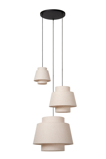 Lucide TRIBUTE E27 Pendelleuchten 3-fach Landhausstil Beige 120-350cm 21435/13/38