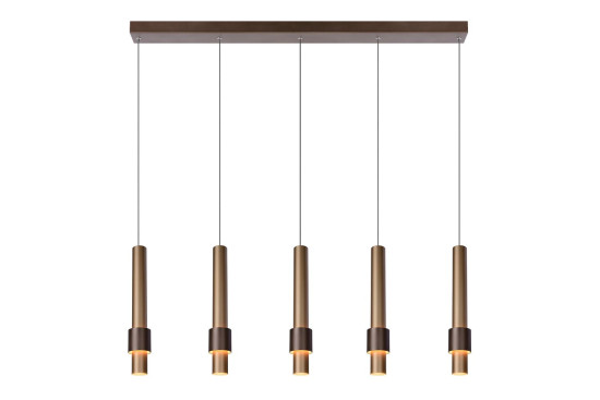 Lucide MARGARY LED Pendelleuchte 5x 4,2W dimmbar Kaffee, Mattes Gold, Messing 90Ra 24402/30/96