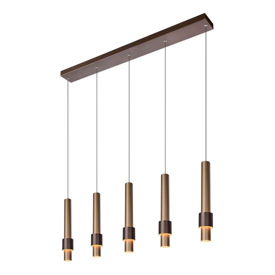 Lucide MARGARY LED Pendelleuchte 5x 4,2W dimmbar Kaffee, Mattes Gold, Messing 90Ra 24402/30/96