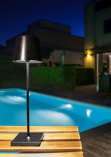Lucide JUSTIN LED Tischlampe Außen Outdoor 3-Stufen-Dimmer 2,2W dimmbar Schwarz IP54 27888/04/30