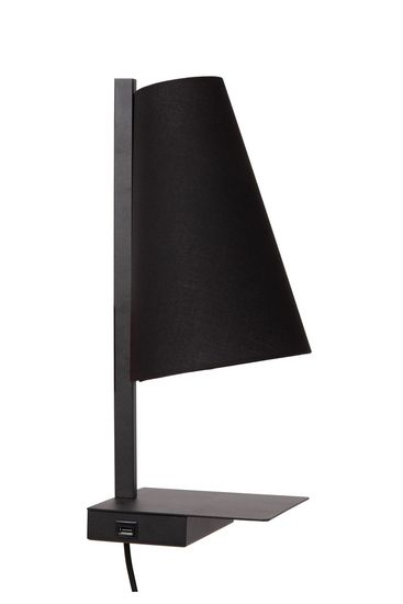 Lucide GREGORY Wandleuchte E27 USB Aufladung Schwarz 30295/01/30