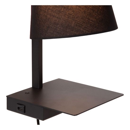 Lucide GREGORY Wandleuchte E27 USB Aufladung Schwarz 30295/01/30