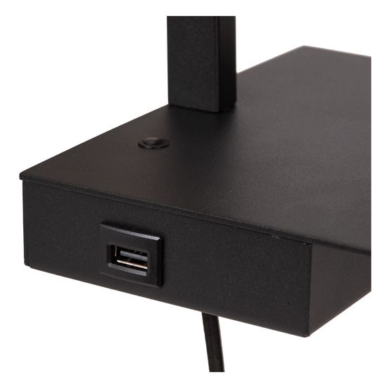 Lucide GREGORY Wandleuchte E27 USB Aufladung Schwarz 30295/01/30