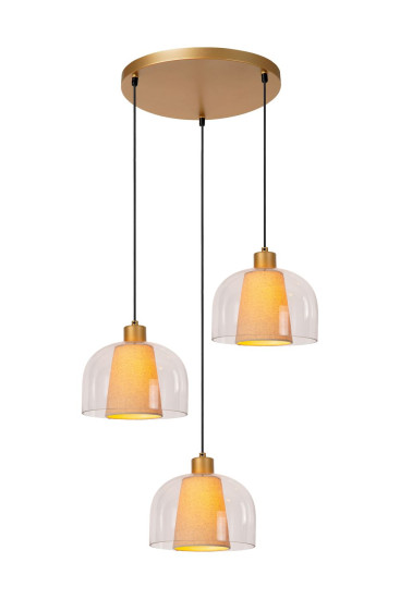 Lucide GUNHILD Pendelleuchte 3x E27 Transparent, Beige 30460/13/60