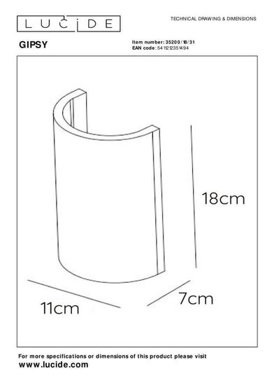 Lucide GIPSY Wandleuchte G9 Weiß 35200/18/31
