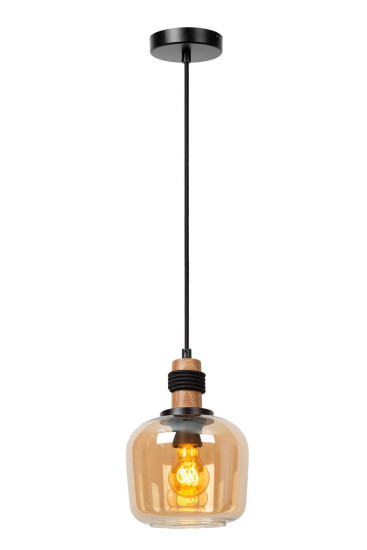 Lucide ILONA Pendelleuchte E27 Amber, Schwarz 45408/18/62
