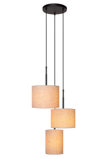 Lucide MAYA Pendelleuchte 3x E27 Beige, Schwarz 45409/13/38