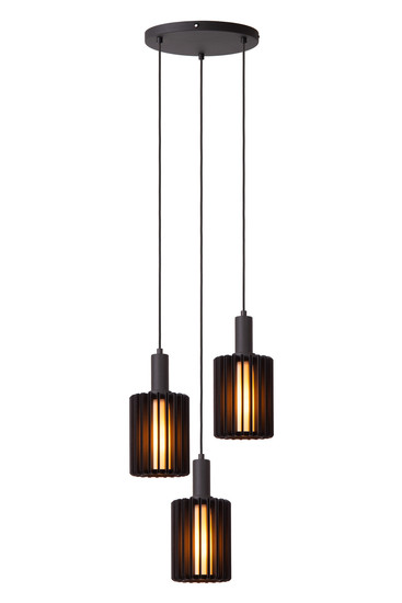 Lucide LAMBRES E27 Pendelleuchten 3-fach Modern Schwarz 70-164cm 45410/13/30