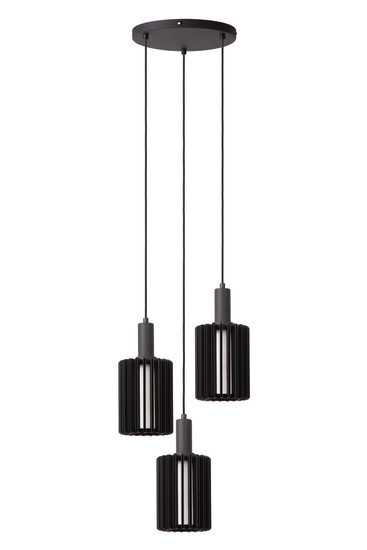 Lucide LAMBRES E27 Pendelleuchten 3-fach Modern Schwarz 70-164cm 45410/13/30