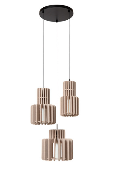 Lucide ROLLO E27 Pendelleuchten 3-fach Modern Taupe 70-150cm 45491/13/41
