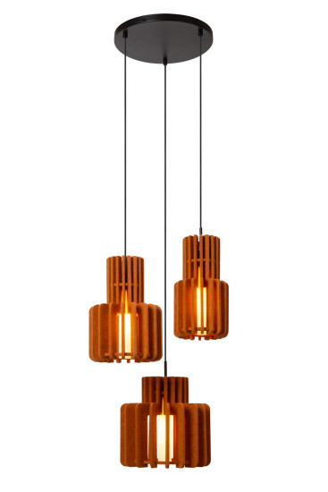 Lucide ROLLO E27 Pendelleuchten 3-fach Modern Terrakotta 70-150cm 45491/13/55
