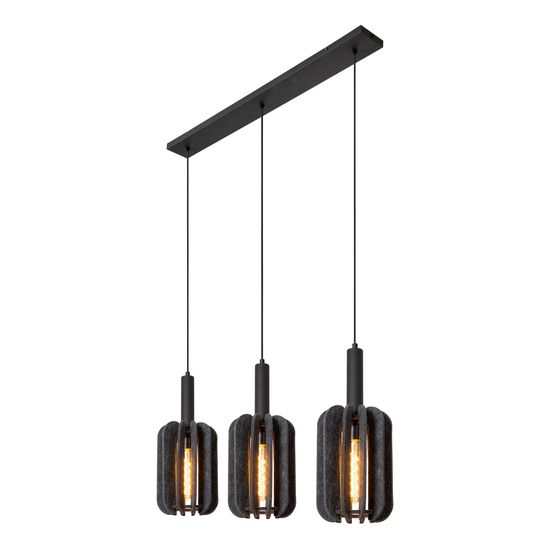 Lucide RAFAL Pendelleuchte 3x E27 Grau, Schwarz 45492/03/36