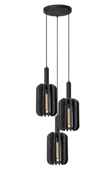 Lucide RAFAL Pendelleuchte 3x E27 Grau, Schwarz 45492/13/36