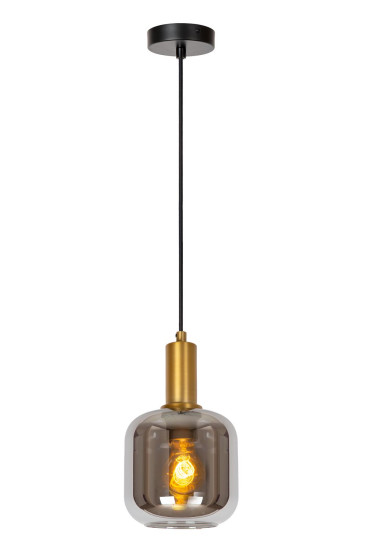 Lucide JOANET Pendelleuchte E27 Rauchfarbe Grau, Mattes Gold, Messing 45494/16/65