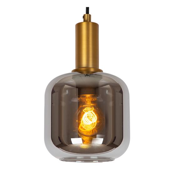 Lucide JOANET Pendelleuchte E27 Rauchfarbe Grau, Mattes Gold, Messing 45494/16/65