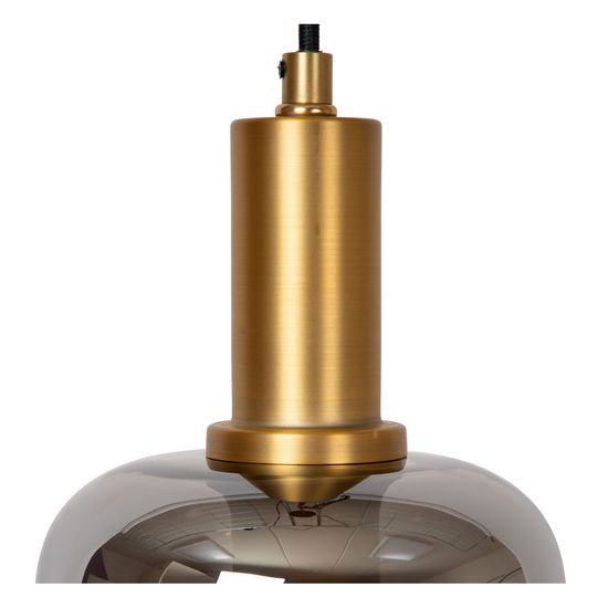 Lucide JOANET Pendelleuchte E27 Rauchfarbe Grau, Mattes Gold, Messing 45494/16/65