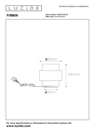 Lucide FIRMIN Tischlampe E27 Mattes Gold, Messing, Opal 45597/20/02