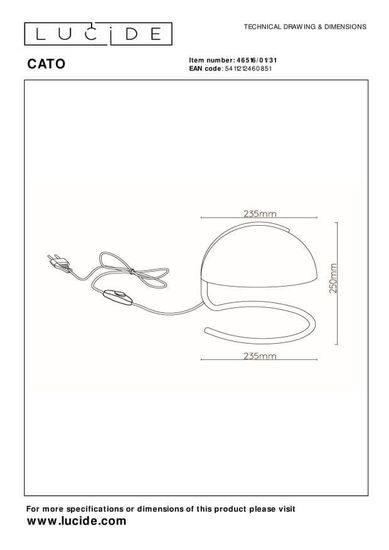Lucide CATO Tischlampe E27 Weiß, Mattes Gold, Messing 46516/01/31