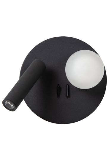 Lucide MATIZ LED Wandleuchte USB Aufladung 3,7W 360° drehbar Schwarz, Opal 77286/02/30