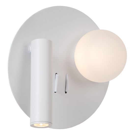 Lucide MATIZ LED Wandleuchte USB Aufladung 3,7W 360° drehbar Weiß, Opal 77286/02/31
