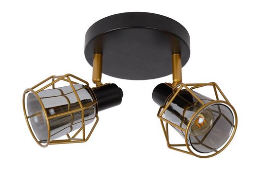 Lucide NILA Deckenleuchte 2x E14 360° drehbar Schwarz, Rauchfarbe Grau 77977/12/30