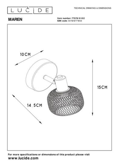 Lucide MAREN Deckenleuchte E14 360° drehbar Mattes Gold, Messing, Schwarz 77978/01/02