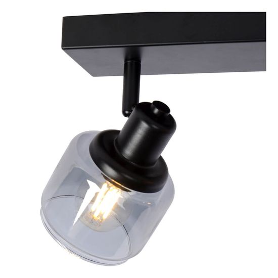 Lucide BJORN Deckenleuchte 2x E14 360° drehbar Schwarz, Rauchfarbe Grau 77979/02/30