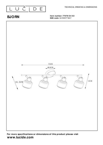 Lucide BJORN Deckenleuchte 4x E14 360° drehbar Mattes Gold, Messing 77979/04/02