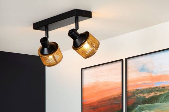 Lucide RAFA Deckenleuchte 2x E14 360° drehbar Schwarz, Mattes Gold, Messing 77980/02/30