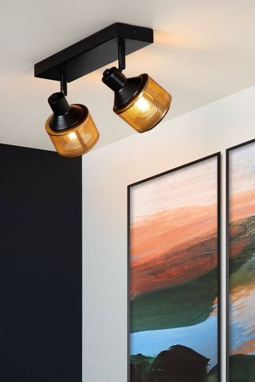 Lucide RAFA Deckenleuchte 2x E14 360° drehbar Schwarz, Mattes Gold, Messing 77980/02/30