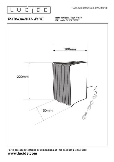 Lucide EXTRAVAGANZA LIVRET Tischlampe E14 Schwarz, Gold 78596/01/30