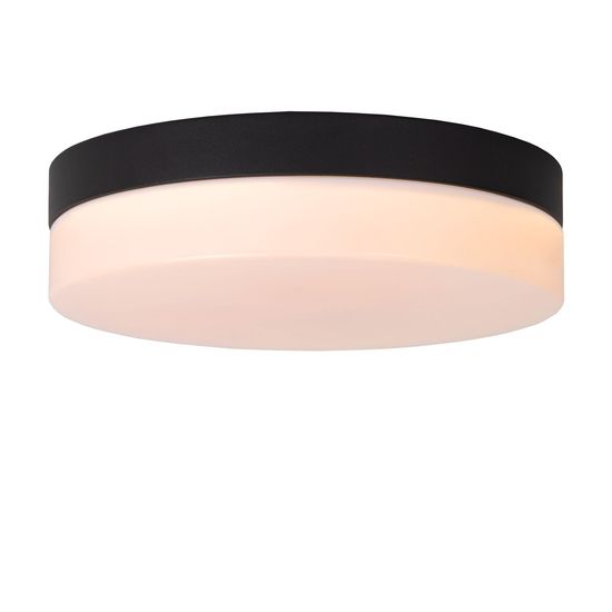 Lucide BISKIT LED Deckenleuchte 12W Schwarz, Opal Sensor IP44 79111/24/30