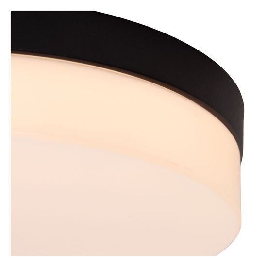 Lucide BISKIT LED Deckenleuchte 12W Schwarz, Opal Sensor IP44 79111/24/30