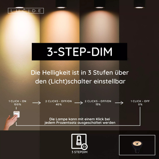 Lucide MR16 LED GU10 Led Lampe 5W dimmbar Steuerbare Lichtfarbe Schwarz 94/22552/30