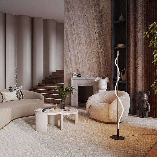 Maytoni Tau LED Stehleuchte, Stehlampe 15W Schwarz Warmweiss