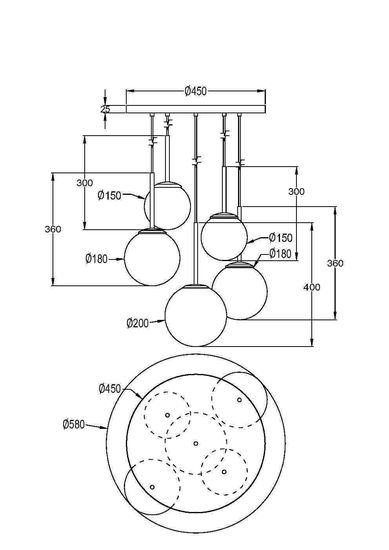 Maytoni Basic form Pendelleuchte, Hängeleuchte 5x E14 65cm Gold-Farbe