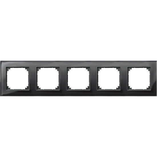 Merten 489503 M-PLAN-Echtglasrahmen, 5fach, Onyxschwarz