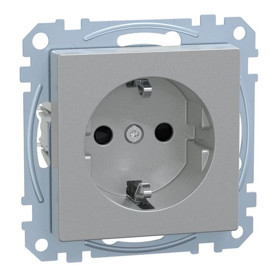 Merten MEG2400-0460 Schutzkontakt-Steckdose, erhöhter Berührungsschutz, Schraub-Liftklemmen, aluminium, System M