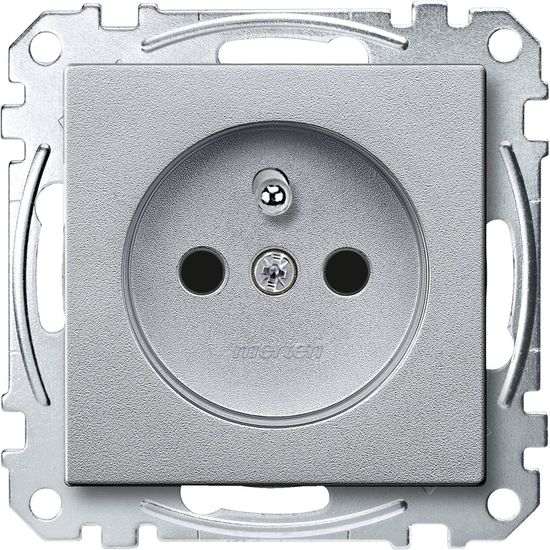 Merten MEG2600-0460 Steckdose mit Schutzkontaktstift, Schraub-Liftklemmen, Berührungsschutz, aluminium, System M