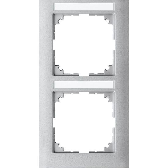 Merten MEG4022-3660 M-Pure-Rahmen, 2fach mit Beschriftungsträger, senkrecht aluminium,