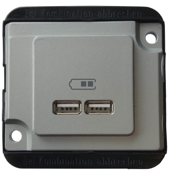 Merten MEG4366-7060 USB Ladestation, mattsilber, PANZER