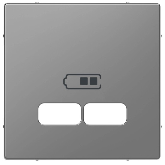 Merten MEG4367-6036 Zentralplatte für USB Ladestation-Einsatz, Edelstahl, System Design