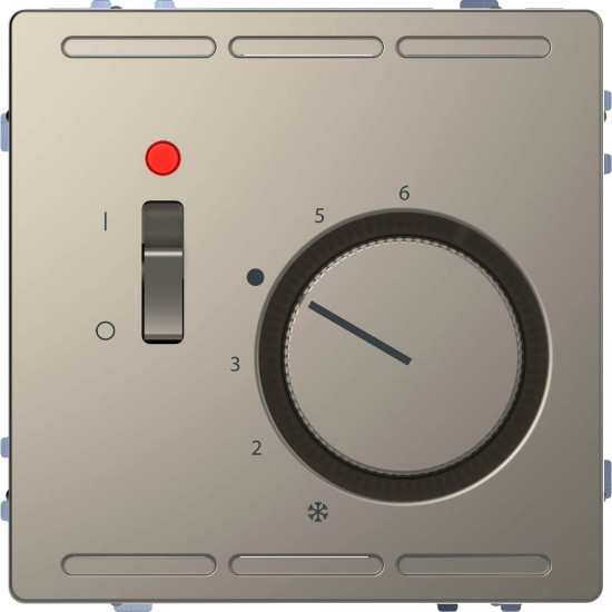 Merten MEG5760-6050 Raumtemperaturregler 230V mit Schalter und Zentralplatte, Nickelmetallic, System Design