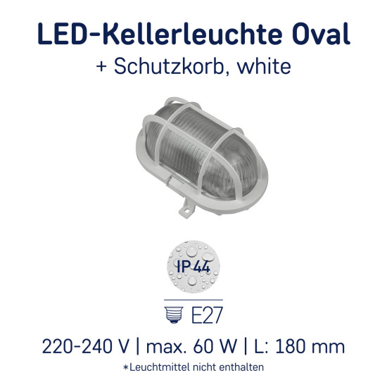 Müller Licht LED Leuchte OVAL Leuchte + Schutzkorb, white 20300022