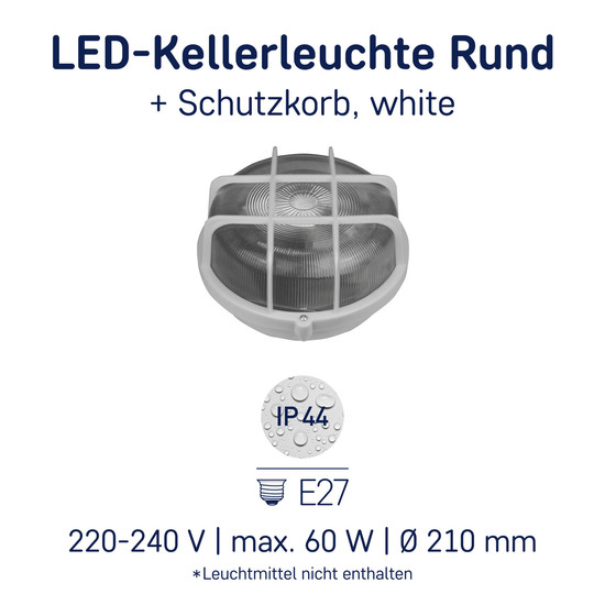 Müller Licht LED Leuchte RUND Leuchte + Schutzkorb, white 20300031