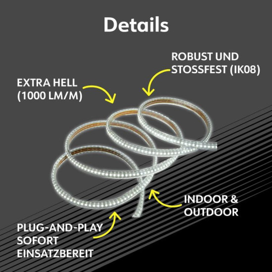Müller Licht 21600028 LED Streifen 230V 25m 25000lm IP65 Kabeltrommel