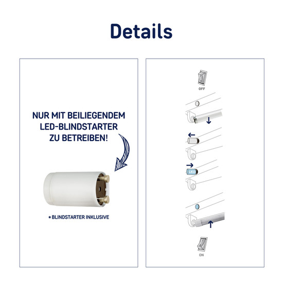 Müller Licht LED Leuchtröhre 16.5W 220-240V G13 2000lm 3000K Glas Röhre 1200mm 400114