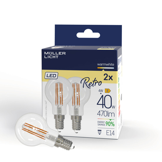 Müller Licht LED Lampe G45 Retro Tropfen E14 40W 470lm 2700K 575 401122