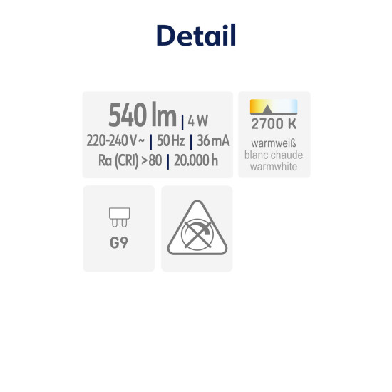 Müller Licht LED Lampe Spezial G9 540lm 2700K 575-LED-SMD/COB Spezial 401129