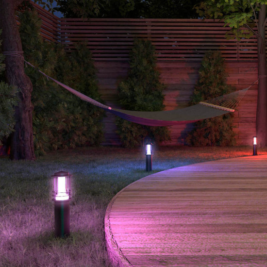 Müller Licht LED Outdoor Wegeleuchte tint LED-Wegeleuchten Petunia, 3er-Set, white+color 404040